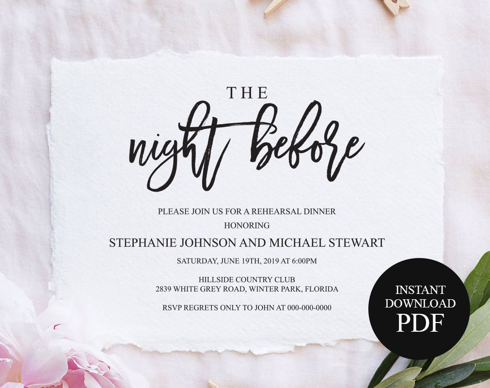 The night before invitation Rehearsal dinner invitation template Pre wedding party invitation Editable Printable templates TOS/_195