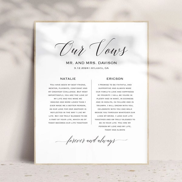 Simple Wedding Vows Template Download Printable Vows Anniversary Vows Keepsakes Wedding Vows, Elegant Modern Vows, TOS_258