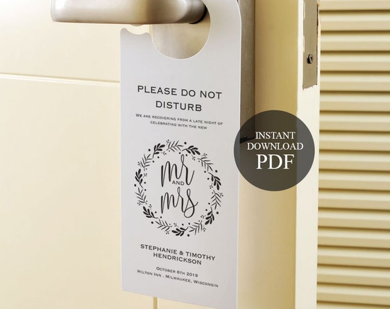 Wedding Door Hanger Please Do Not Disturb Door Hanger Etsy