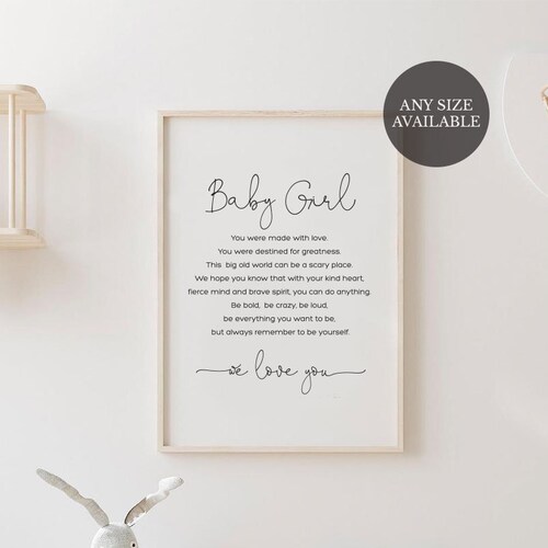 Blush Pink Nursery Wall Art Quotes Girl Nursery Decor Girls Etsy