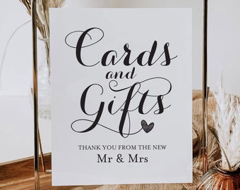 Classic Cards and Gifts Sign Template, Table Sign, 8x10, 5x7, Cards and Gifts Printable, Wedding Sign, Instant Download Templett, TOS_101