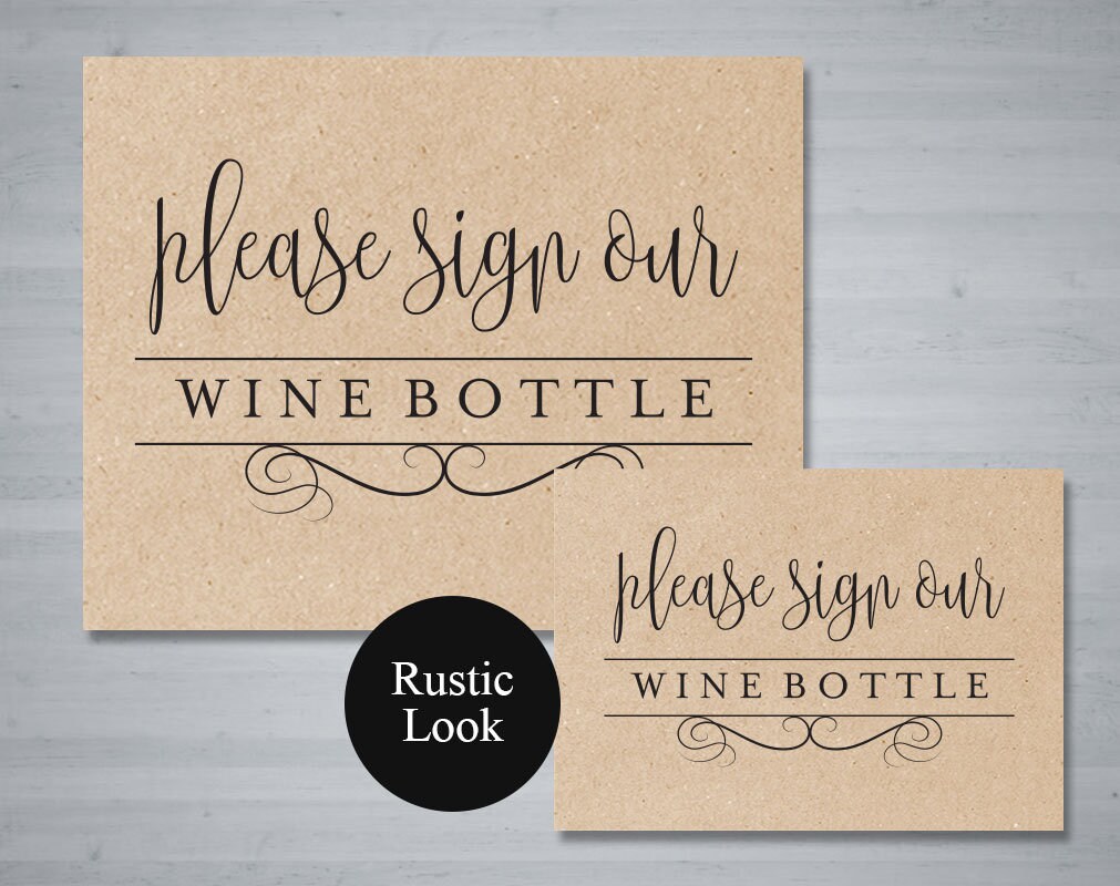 Please Sign Our Wine Bottle Sign Wine Bottle Guest Book Sign Etsy