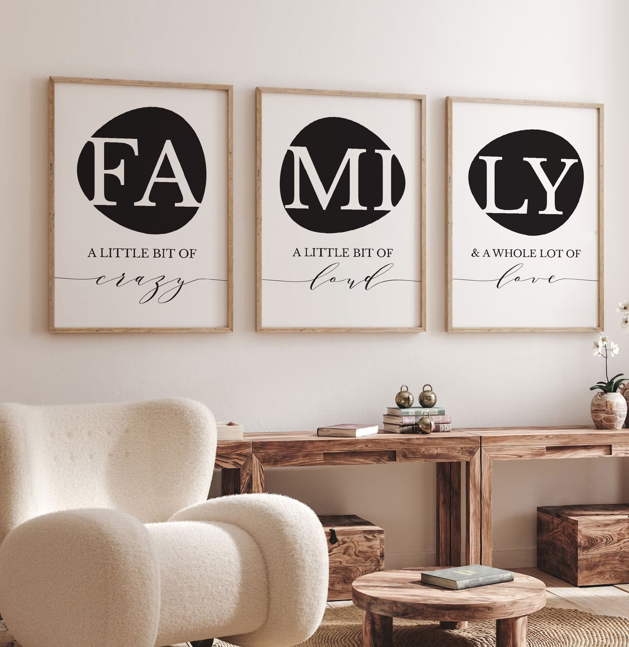 Family Signs Wall Art Set Of 3 Prints A Little Bit Of Crazy Quotes Poster  Canvas Painting For Living Room Above Couch Wall Decor With Inner Frame