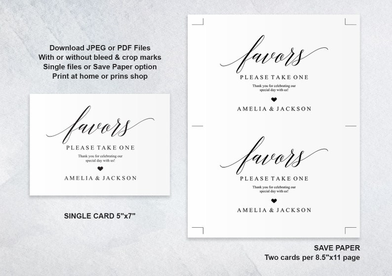 Modern Printable Wedding Favors Sign TEMPLETT Printable - Etsy
