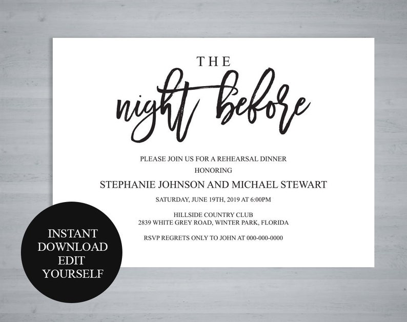 The night before invitation Rehearsal dinner invitation template Pre wedding party invitation Editable Printable templates TOS/_195