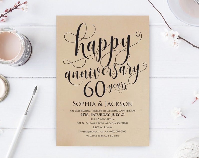 60th Anniversary invitation Surprise Anniversary Party | Etsy