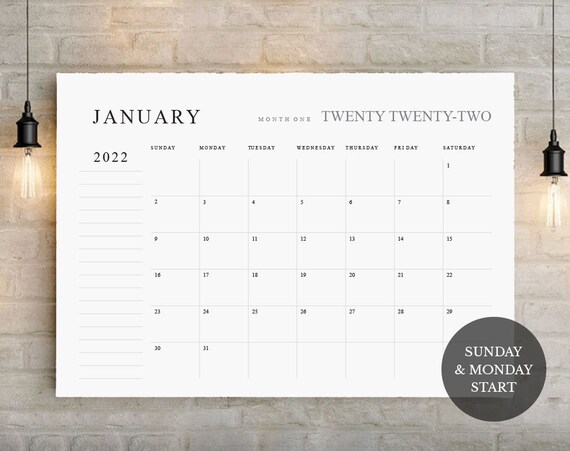 2021-2022 Big Calendar Large Wall Calendarprintable | Etsy