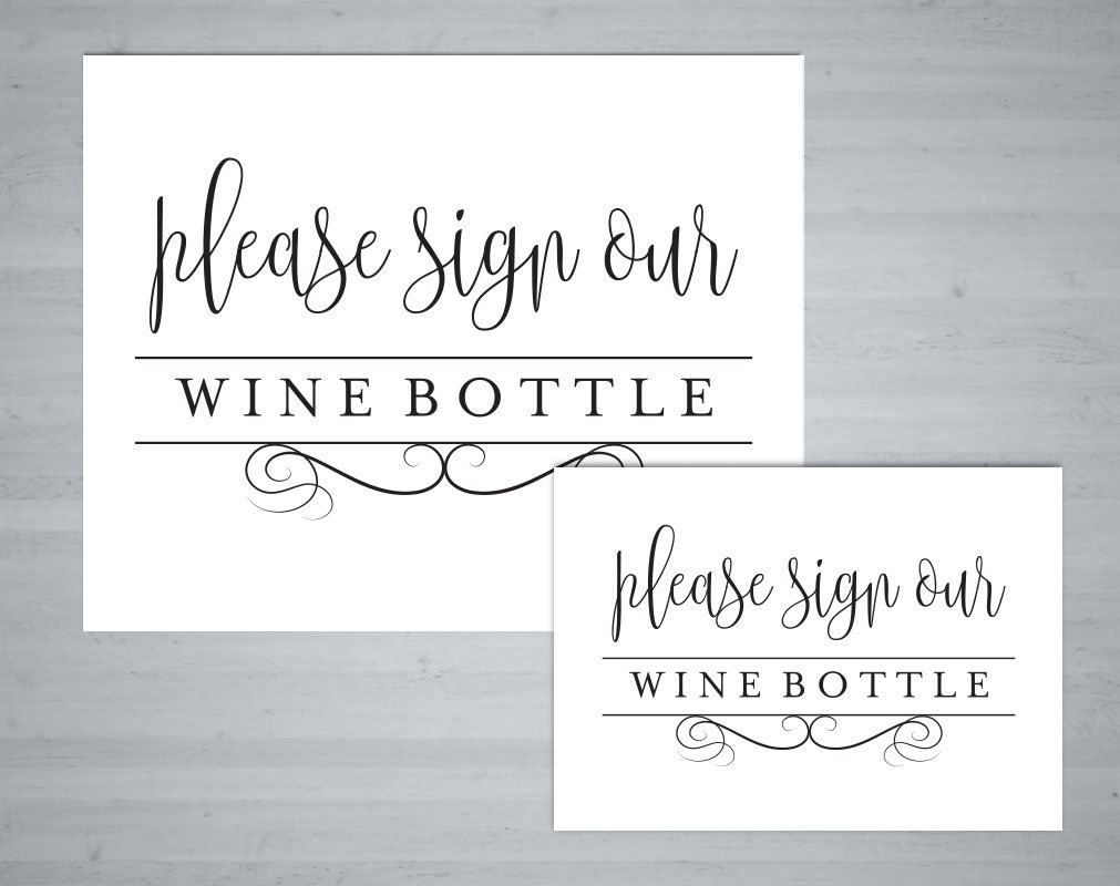 Please Sign Our Wine Bottle Sign Wine Bottle Guest Book Sign - Etsy