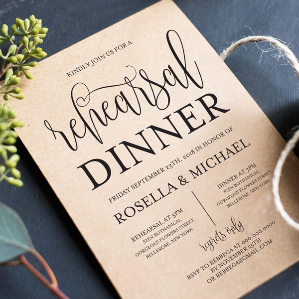 Rustic Rehearsal Dinner Invitation Template Instant Download TEMPLETT Rehearsal Dinner Black and White Editable Wedding Invite, TOS_210