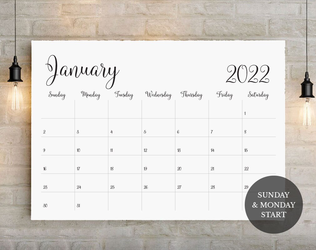 Ops 2022 Calendar 2021-2022 Big Calendar Large Wall Calendarprintable | Etsy Singapore