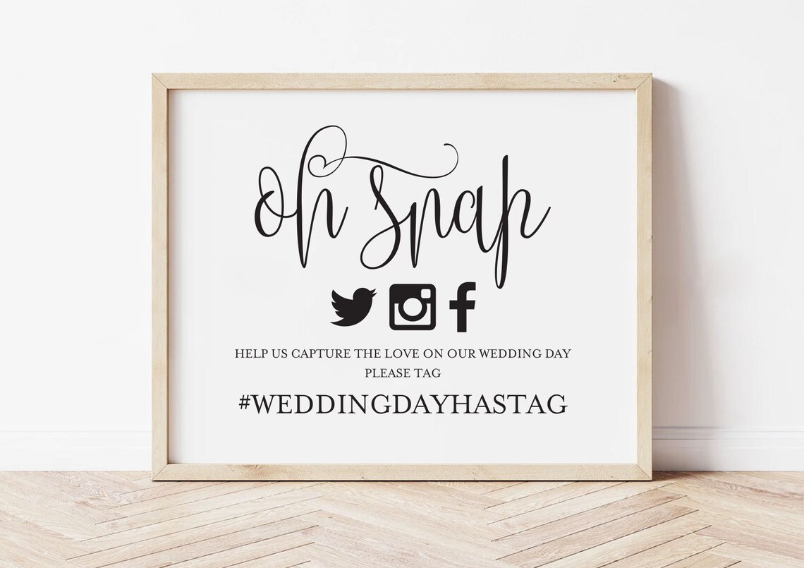 Oh Snap Wedding Hashtag Sign DIY Hashtag Sign Printable - Etsy