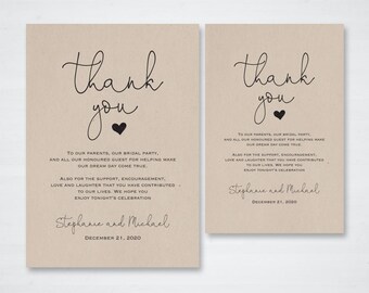 Wedding Thank You Note, Printable Thank You Card Template, Thank you sign, Instant Download, Editable PDF, TOS_295