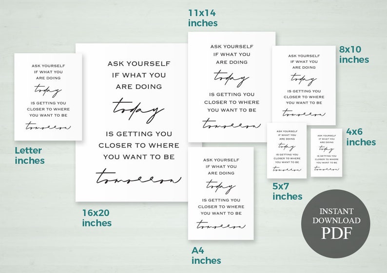 Ask Yourself Printable Home Decor Inspirational Quotes | Etsy