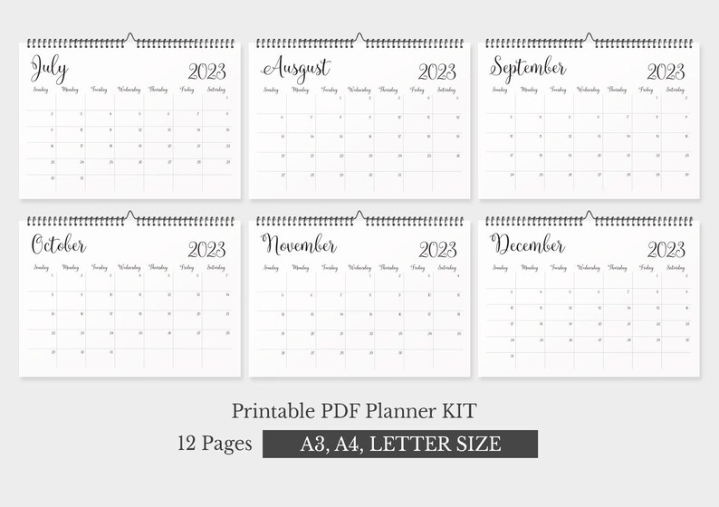 Calendar 2022-2023 Large Wall Calendarprintable - Etsy