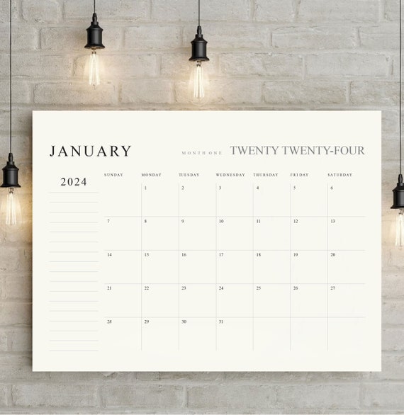 Calendario minimalista 2023-2024, Calendario da parete grande, Mensile,  Stampabile, Calendario 2024, Pianificatore, Inizio lunedì e domenica,  TOS_42 -  Italia