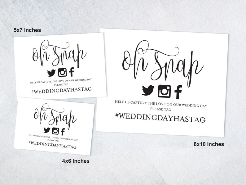 Oh Snap Wedding Hashtag Sign DIY Hashtag Sign Printable - Etsy