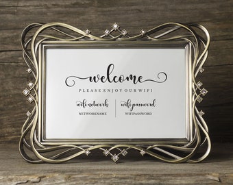 Wifi Sign Template, Printable Wifi Password, Welcome Guest Room Internet Sign, Editable, INSTANT DOWNLOAD, Templett,4x6, 5x7, 8x10, TOS_354