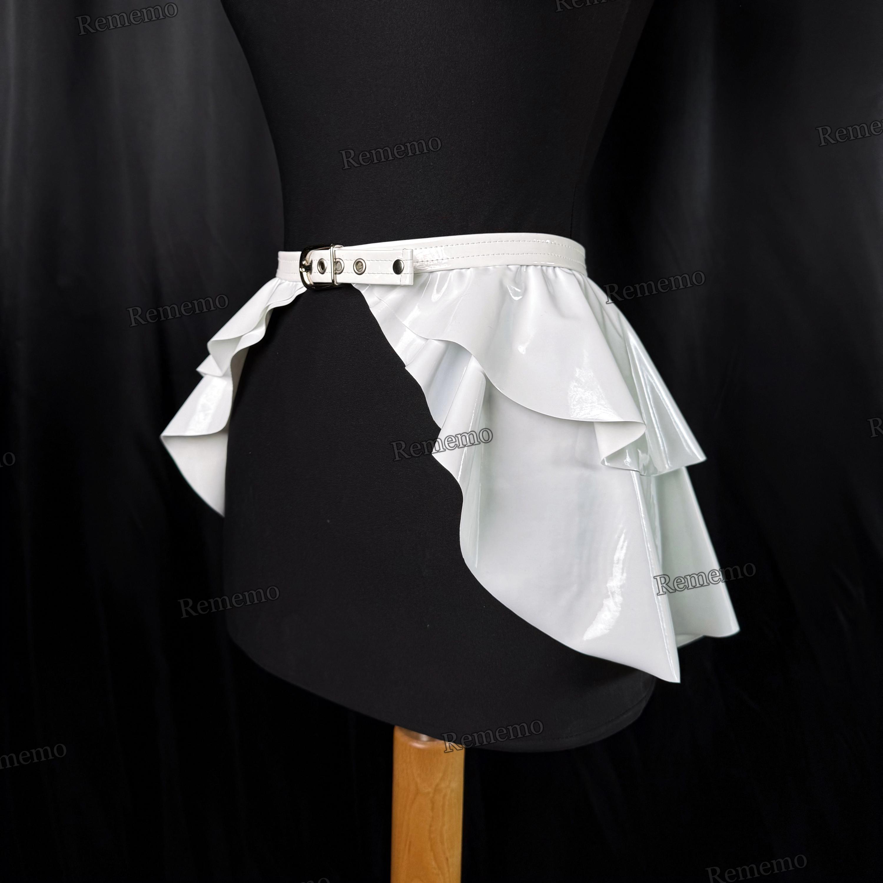 Pvc Ruffle Suit White PVC Peplum Mini Skirt, Wetlook Ruffle Clubwear - Etsy