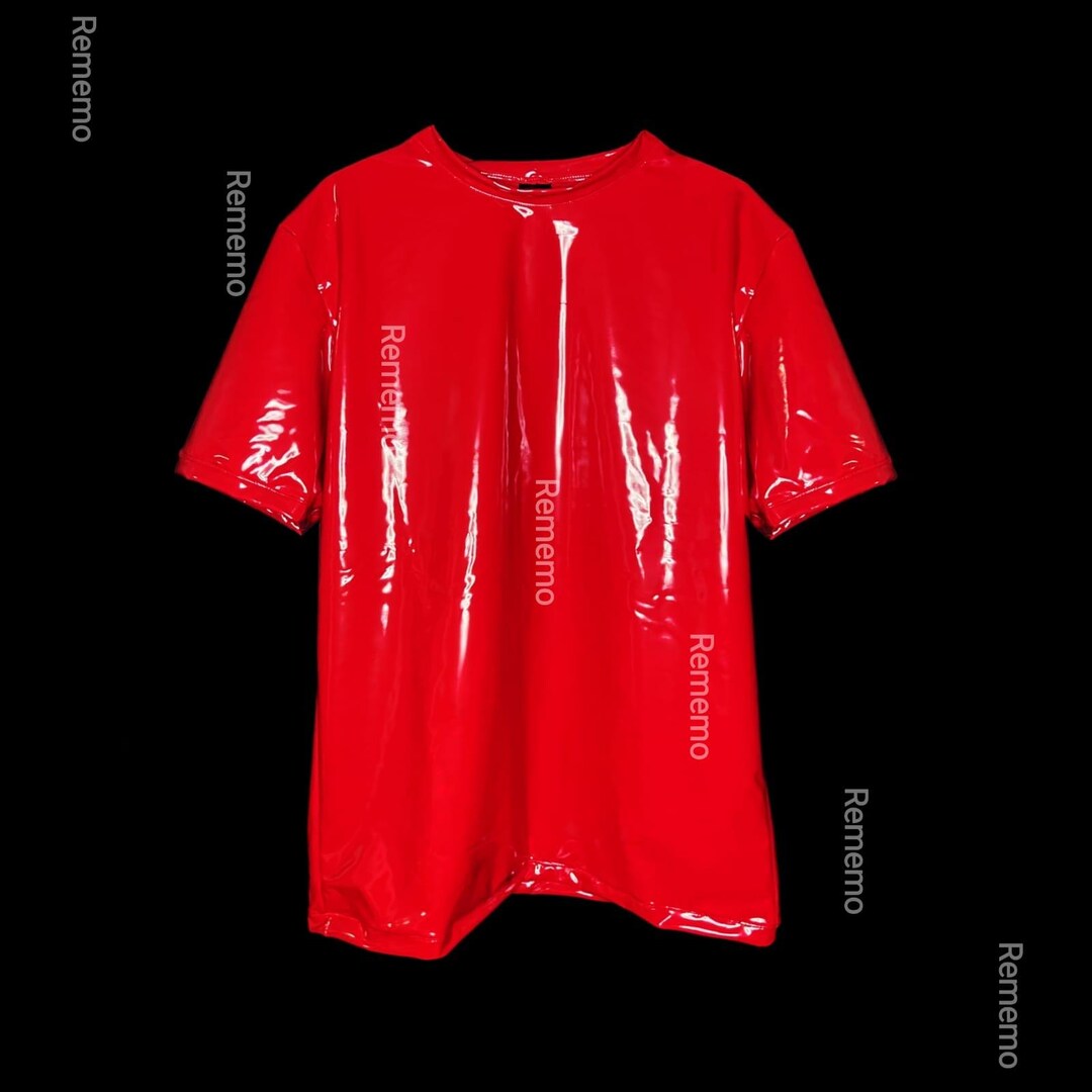 PVC Wetlook Vinyl T-shirt Tee Short Sleeve High Quality RED Edgy Tech ...