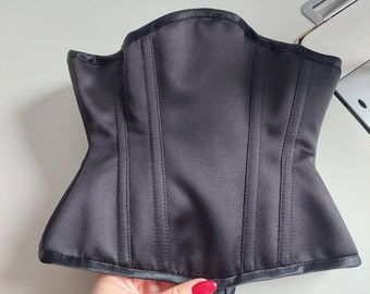 Satin underbust waspie corset made to measure steel bones tight lacing waist training burlesque lolita gothic pinup retro waist reduction