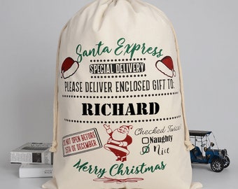 Personalised Santa Express Special Delivery Santa Sack 70cm X 50cm