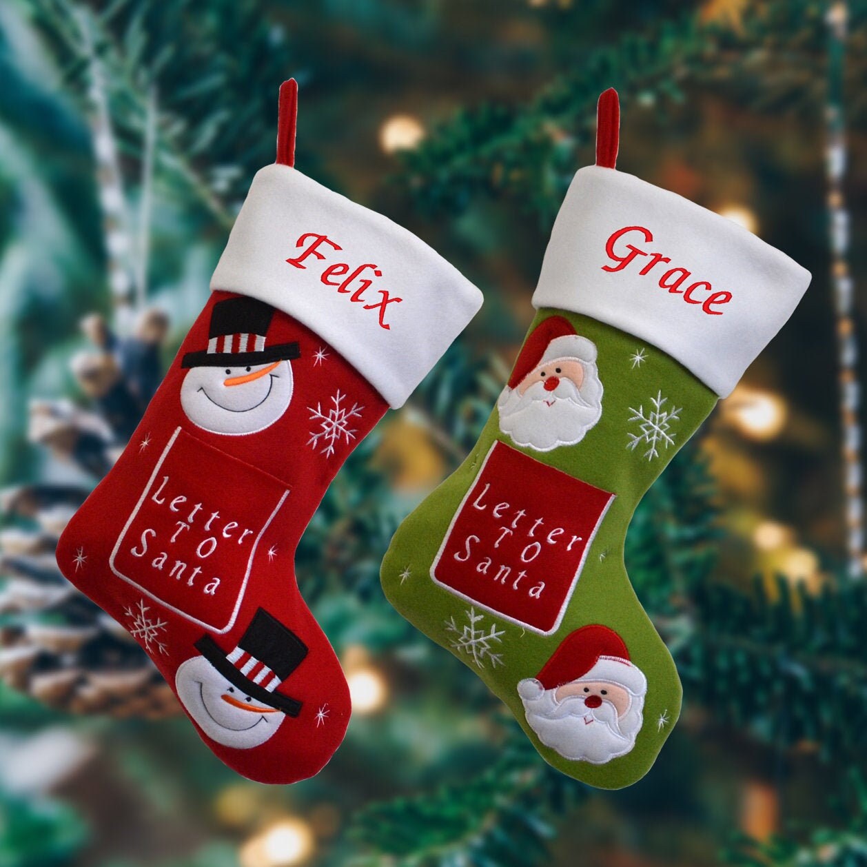 Personalized Luxury Embroidered Xmas Stocking Sack Airplane with Gifts  Christmas