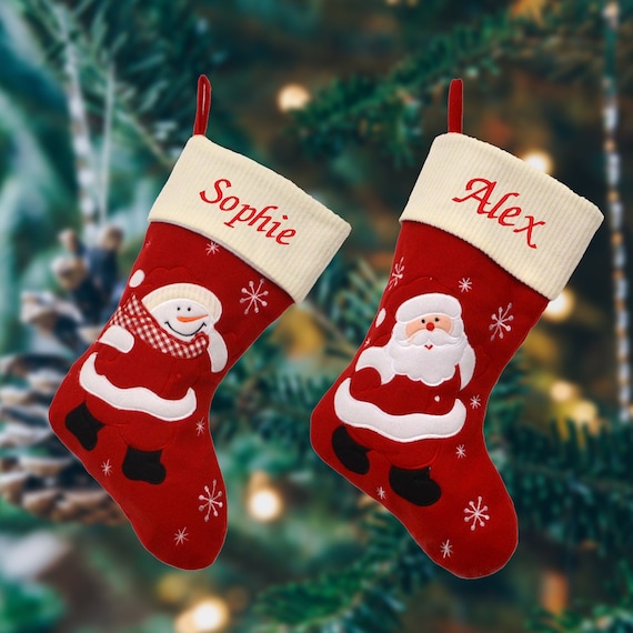 Personalised Embroidered Hessian Christmas Sack Nordic Style Large Xmas Stocking