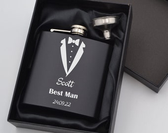 Personalised Engraved Wedding Tuxedo Special Occasion Hip Flask 6oz