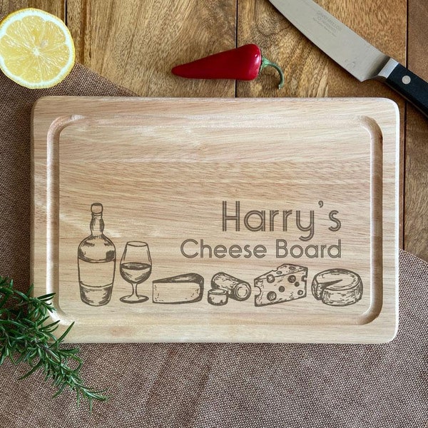 Personalised Rectangle Laser Engraved Wooden Cheese Chopping Cutting Board