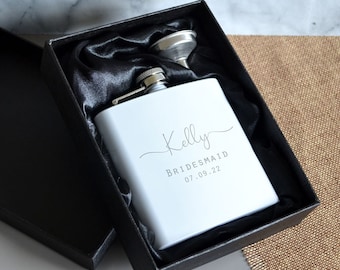 Personalised Engraved Name Wedding Special Occasion Bridesmaid, Flower Girl, Maid of Honour Hip Flask 6oz