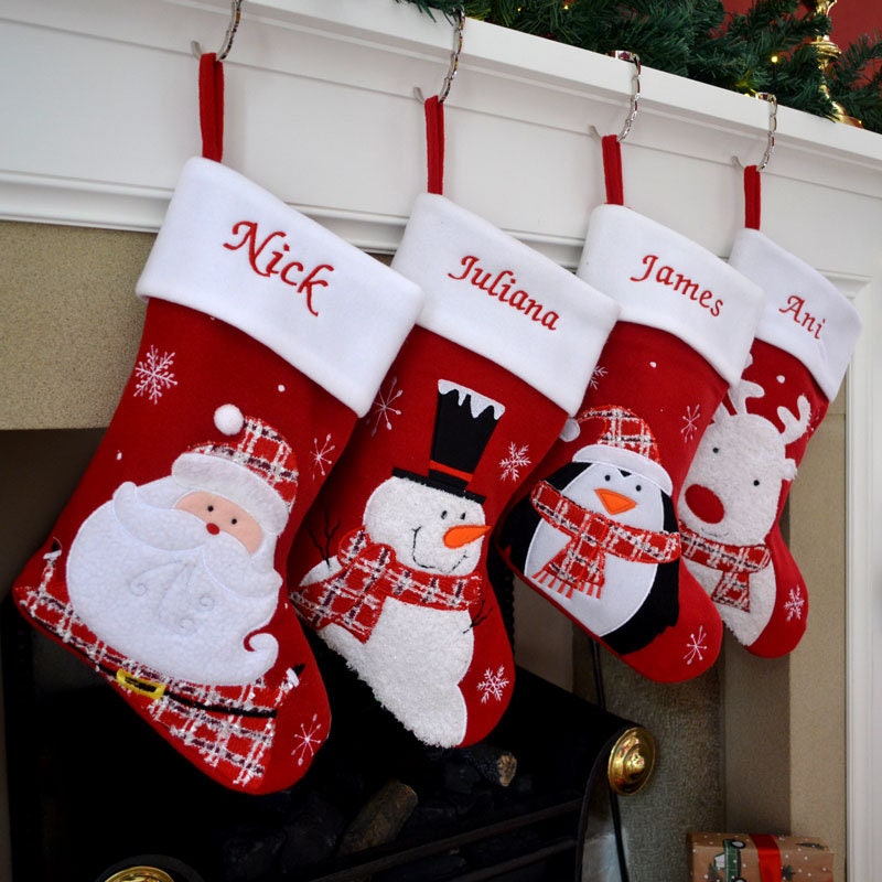 Luxury Deluxe Personalised Embroidered Christmas Fluffy Santa / Snowman / Penguin / Reindeer