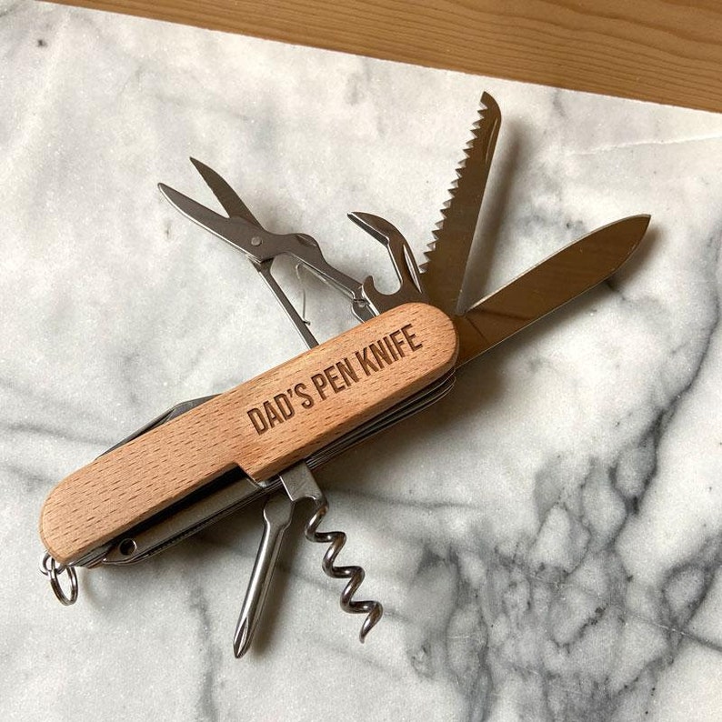 Personalised Engraved Pen Knife With Wooden Handle Etsy