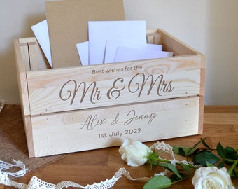 Personalised Wedding Card Box Engraved Mr & Mrs