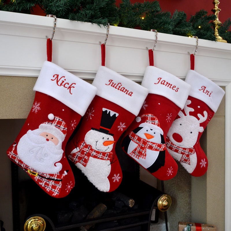 Luxury Deluxe Personalised Embroidered Christmas Fluffy Santa / Snowman / Penguin / Reindeer