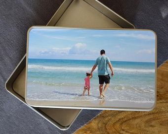 Personalised Photo Storage Treat Sweet Tin Box Christmas Gift Birthday Present