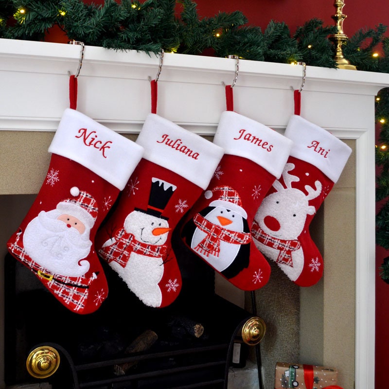 Luxury Deluxe Personalised Embroidered Christmas Fluffy Santa / Snowman / Penguin / Reindeer