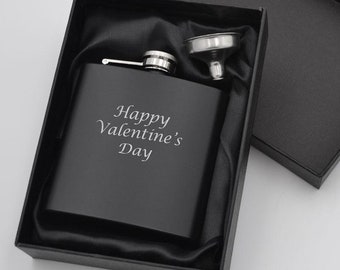 Personalised Engraved Black Metal Hip Flask 6oz