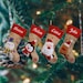 Personalised Christmas Stockings in Red Top Hessian with Santa, Snowman, Reindeer or Penguin 