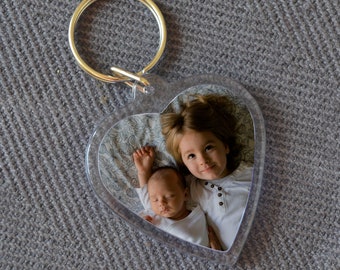 Personalised Heart Plastic Photo Double Sided Keyring