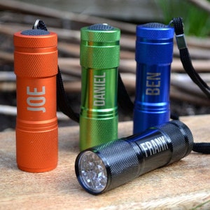 Personalised Metal Pocket LED Torch Multiple Colours Engraved Name