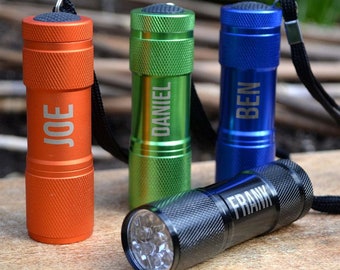 Personalised Metal Pocket LED Torch Multiple Colours Engraved Name
