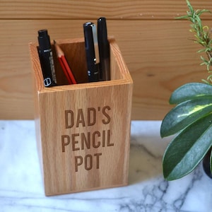 Personalised Oak Pencil Pot Desk Tidy