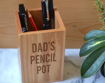 Personalised Oak Pencil Pot Desk Tidy