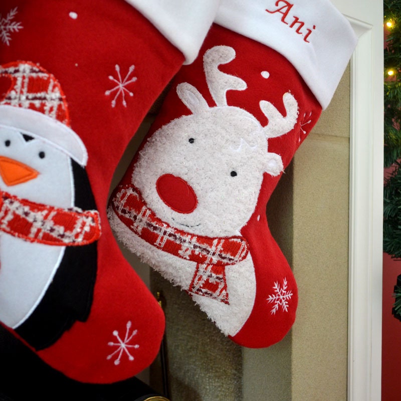 Luxury Deluxe Personalised Embroidered Christmas Fluffy Santa / Snowman / Penguin / Reindeer