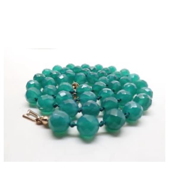 Wonderful 21 Inch Emerald Green Faceted Chrysopra… - image 1
