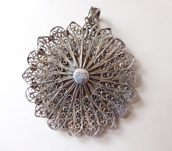 Vintage Pure Silver Figural Pendant With Cannetil… - image 7