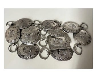 1920s 1930s NAVAJO Third Phase 3 CONCHO BELT Coin Silver Stamped
