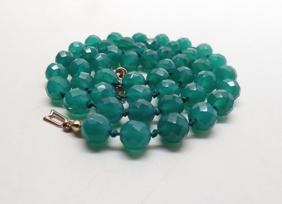 Wonderful 21 Inch Emerald Green Faceted Chrysopra… - image 9
