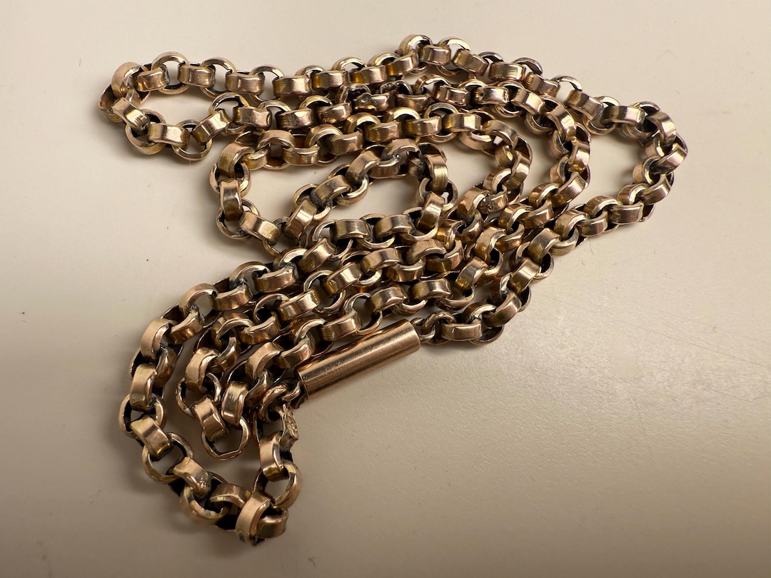 Antique Marked 9K / 9ct Gold Chunky Rolo Chain Necklace 18.25 Inches 10 ...