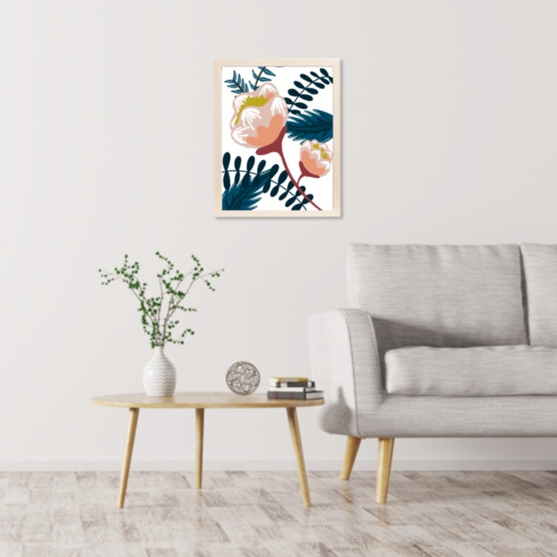 Floral Print Wall Art Nursery Decor Vintage Floral Peach Floral Etsy